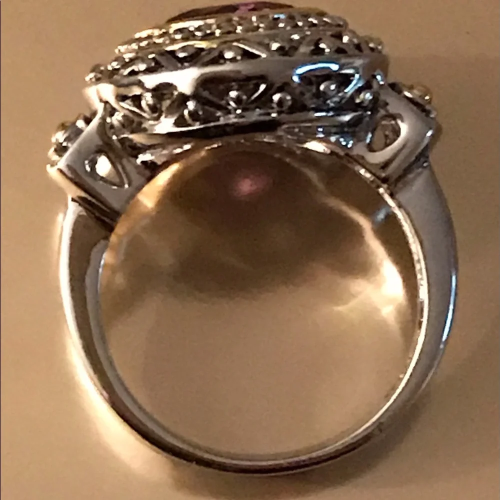 18KGE Gold Plated Purple Round Gem Ring 8